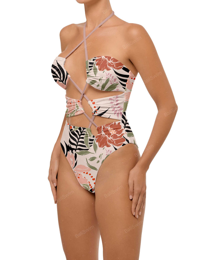 BSWS-S59 Asymmetric Cutout Halter One Piece