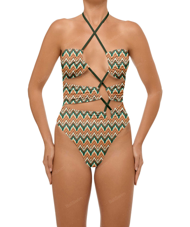 BSWS-S59 Asymmetric Cutout Halter One Piece