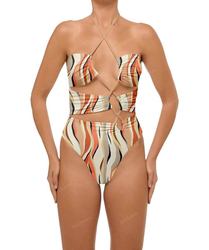 BSWS-S59 Asymmetric Cutout Halter One Piece