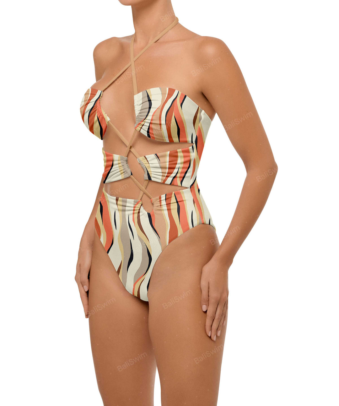 BSWS-S59 Asymmetric Cutout Halter One Piece