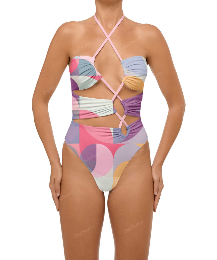 BSWS-S59 Asymmetric Cutout Halter One Piece
