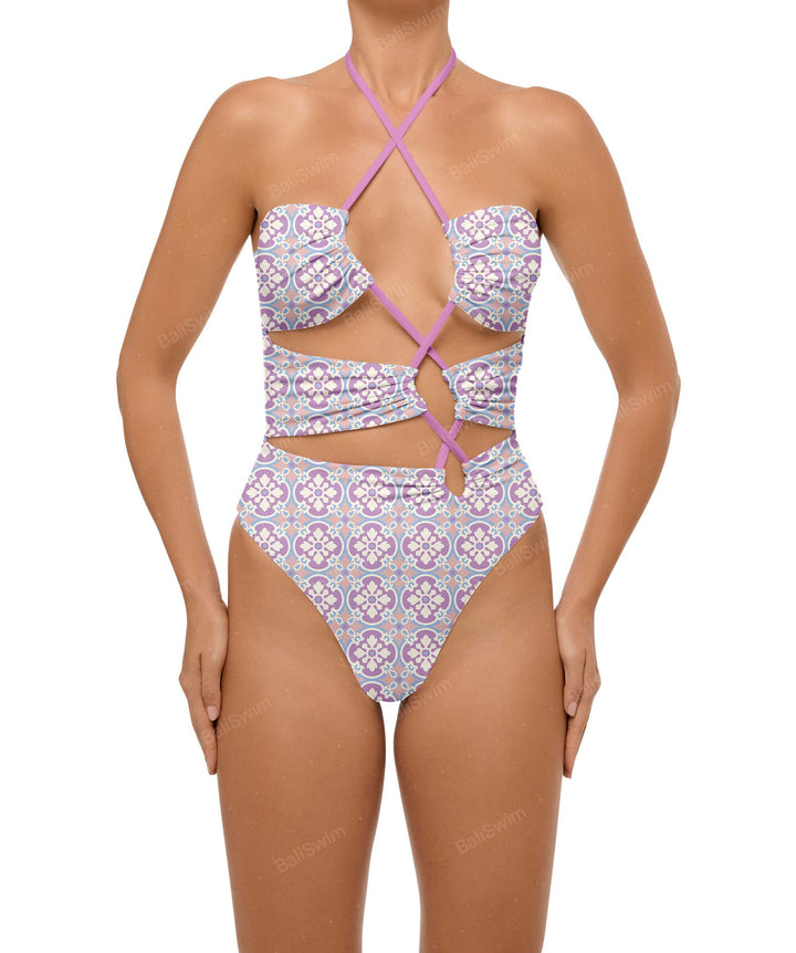 BSWS-S59 Asymmetric Cutout Halter One Piece