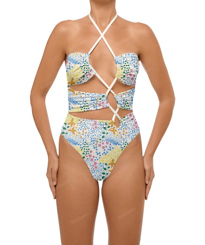 BSWS-S59 Asymmetric Cutout Halter One Piece