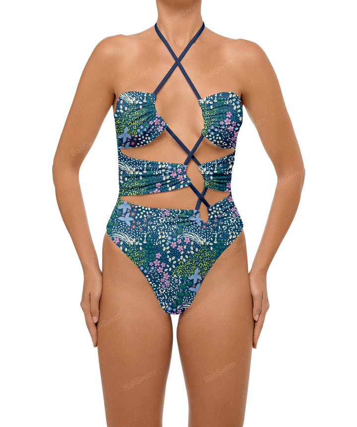 BSWS-S59 Asymmetric Cutout Halter One Piece