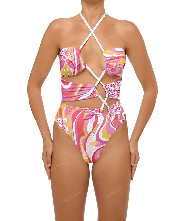 BSWS-S59 Asymmetric Cutout Halter One Piece