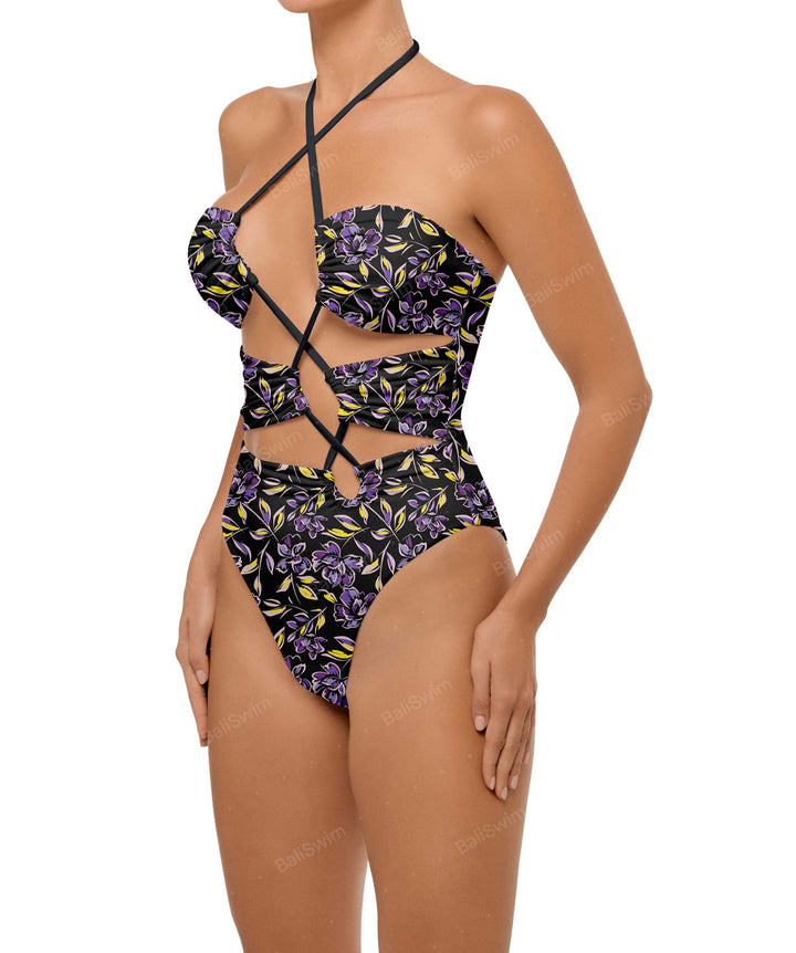 BSWS-S59 Asymmetric Cutout Halter One Piece