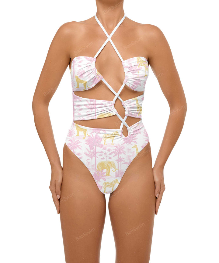 BSWS-S59 Asymmetric Cutout Halter One Piece