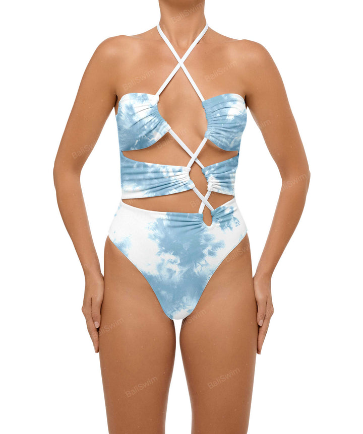BSWS-S59 Asymmetric Cutout Halter One Piece