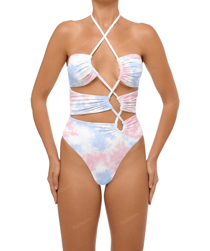 BSWS-S59 Asymmetric Cutout Halter One Piece