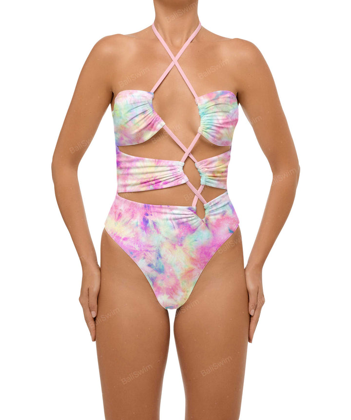 BSWS-S59 Asymmetric Cutout Halter One Piece