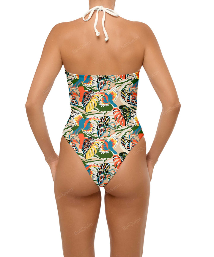 BSWS-S59 Asymmetric Cutout Halter One Piece