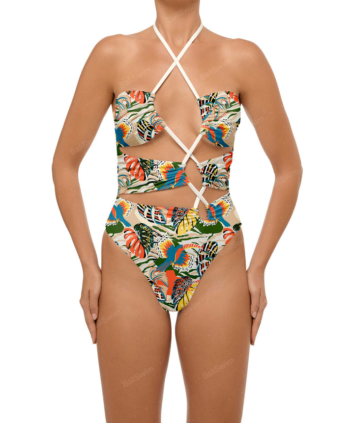 BSWS-S59 Asymmetric Cutout Halter One Piece