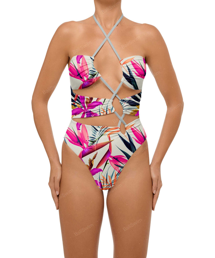 BSWS-S59 Asymmetric Cutout Halter One Piece