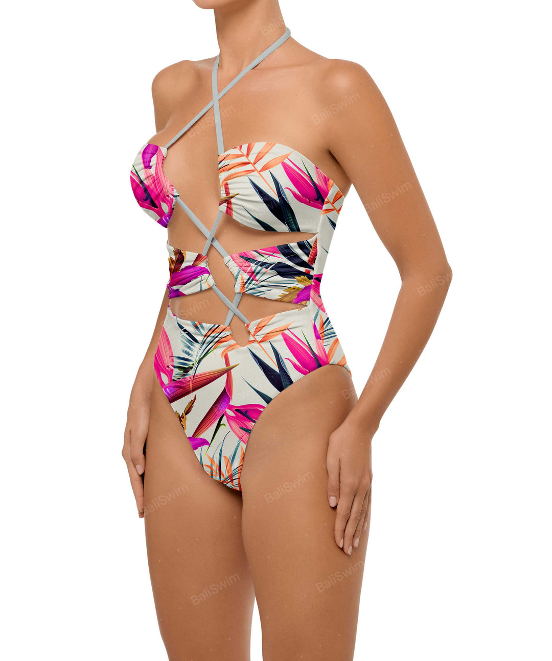 BSWS-S59 Asymmetric Cutout Halter One Piece