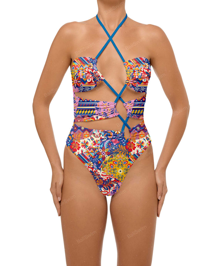 BSWS-S59 Asymmetric Cutout Halter One Piece