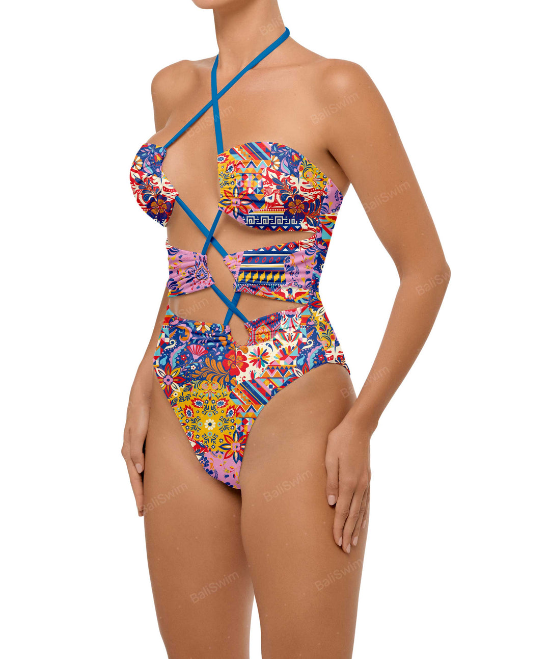 BSWS-S59 Asymmetric Cutout Halter One Piece