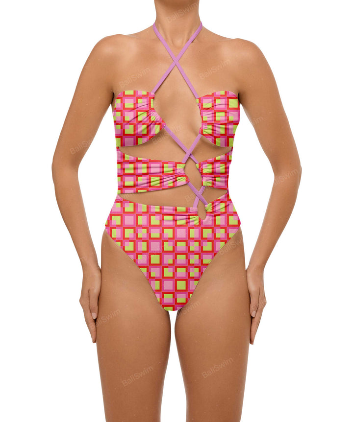 BSWS-S59 Asymmetric Cutout Halter One Piece