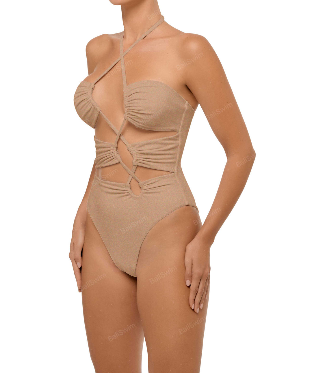 BSWS-S59 Bandeau Halter Asymmetrical Tunnel One Piece