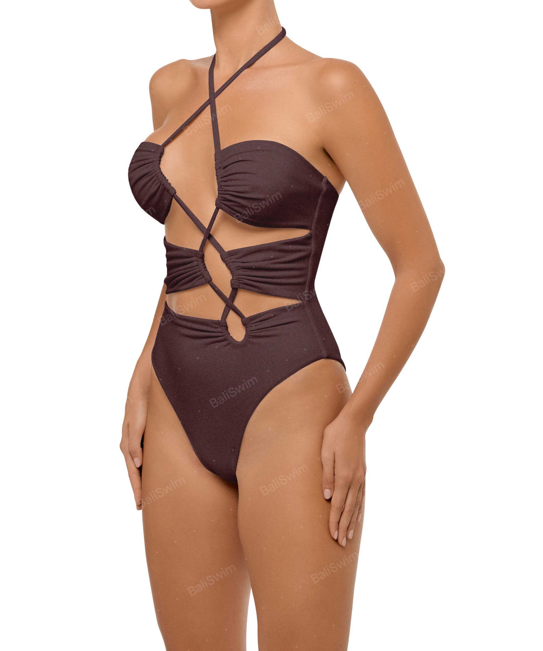 BSWS-S59 Asymmetric Cutout Halter One Piece