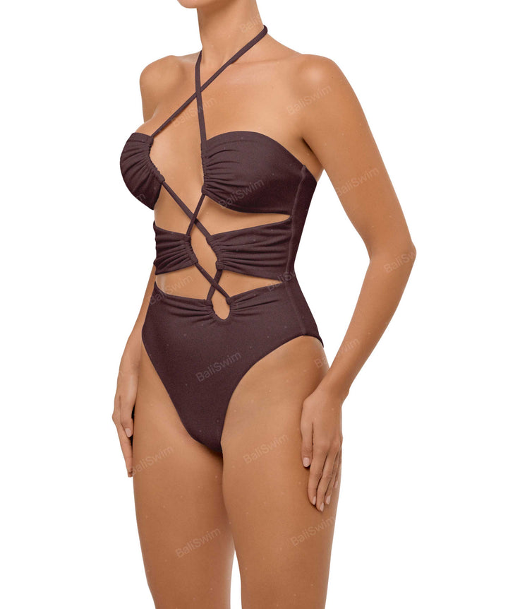 BSWS-S59 Asymmetric Cutout Halter One Piece