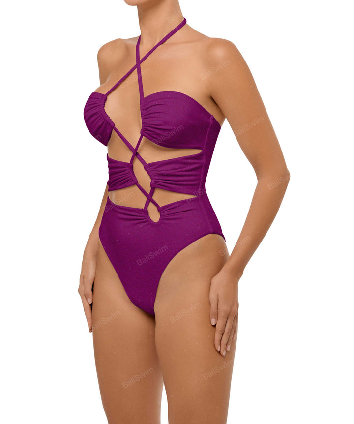 BSWS-S59 Asymmetric Cutout Halter One Piece