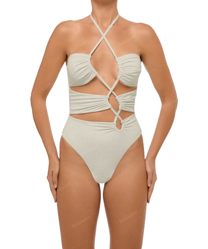 BSWS-S59 Asymmetric Cutout Halter One Piece