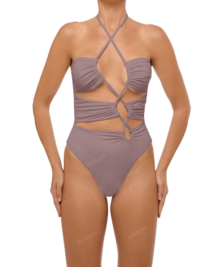 BSWS-S59 Asymmetric Cutout Halter One Piece