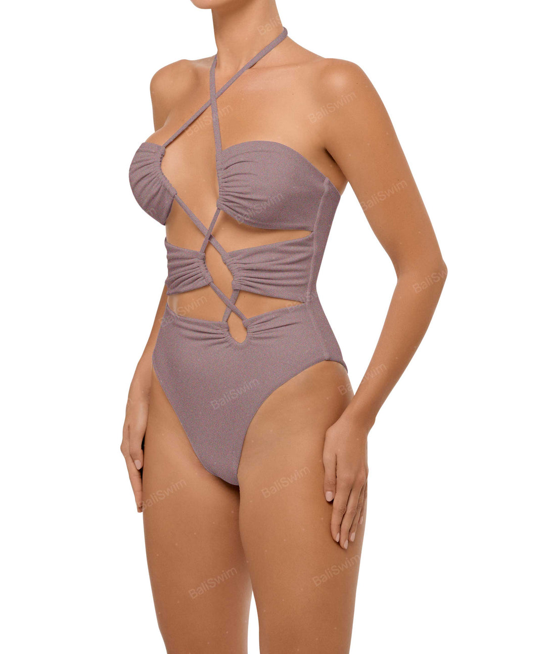 BSWS-S59 Asymmetric Cutout Halter One Piece