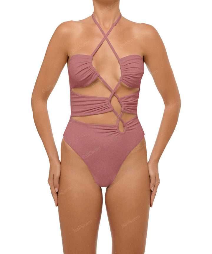 BSWS-S59 Asymmetric Cutout Halter One Piece