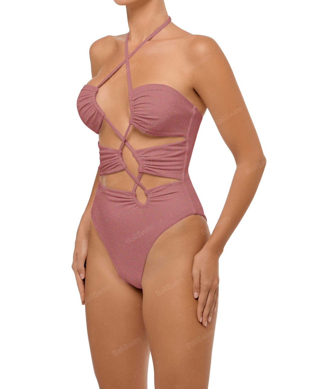 BSWS-S59 Asymmetric Cutout Halter One Piece