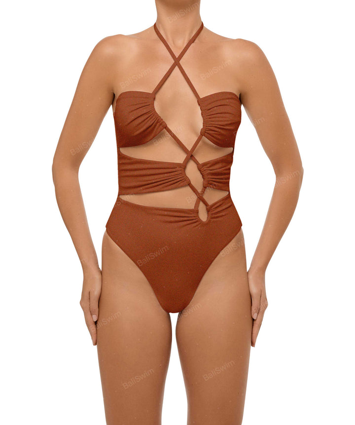 BSWS-S59 Asymmetric Cutout Halter One Piece
