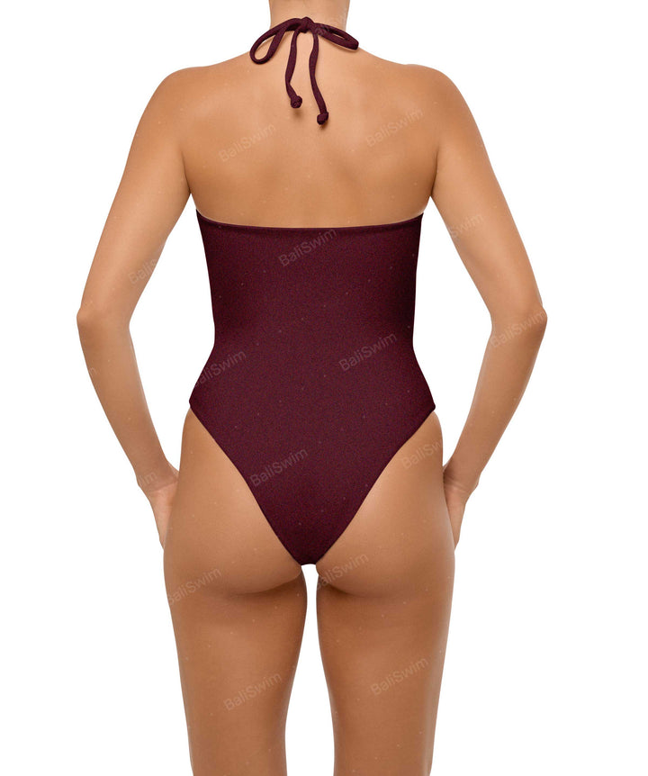 BSWS-S59 Asymmetric Cutout Halter One Piece