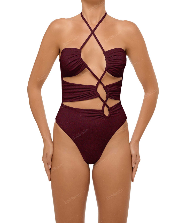 BSWS-S59 Asymmetric Cutout Halter One Piece