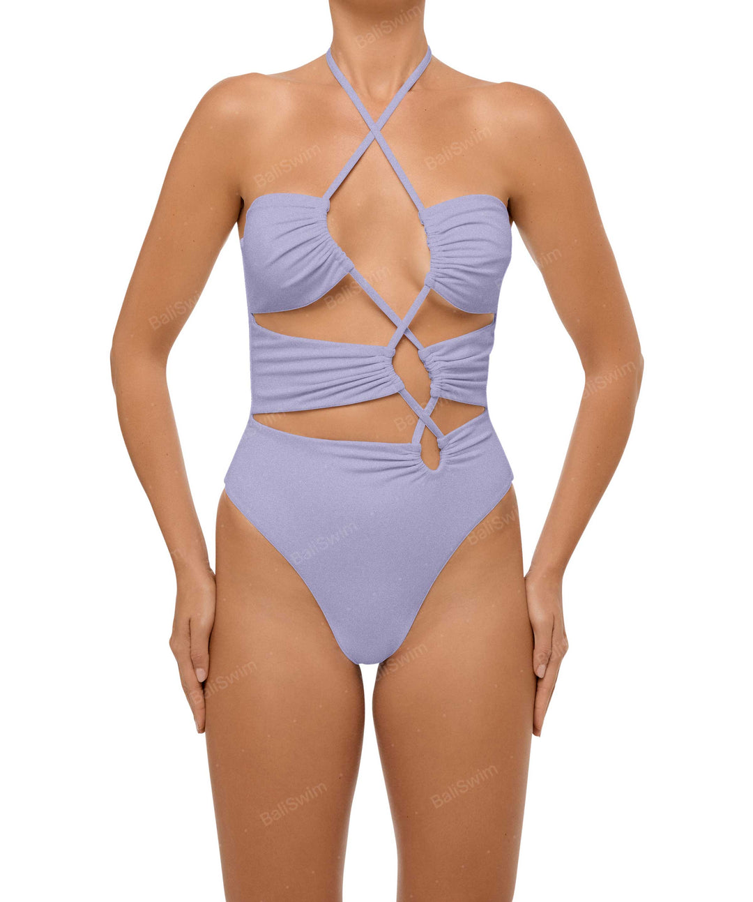 BSWS-S59 Bandeau Halter Asymmetrical Tunnel One Piece