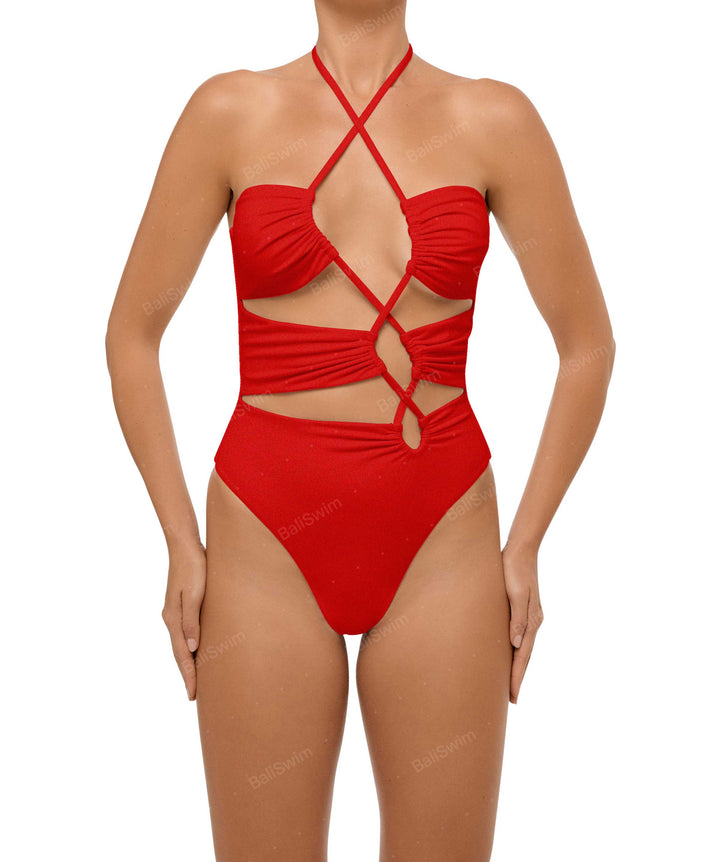 BSWS-S59 Asymmetric Cutout Halter One Piece