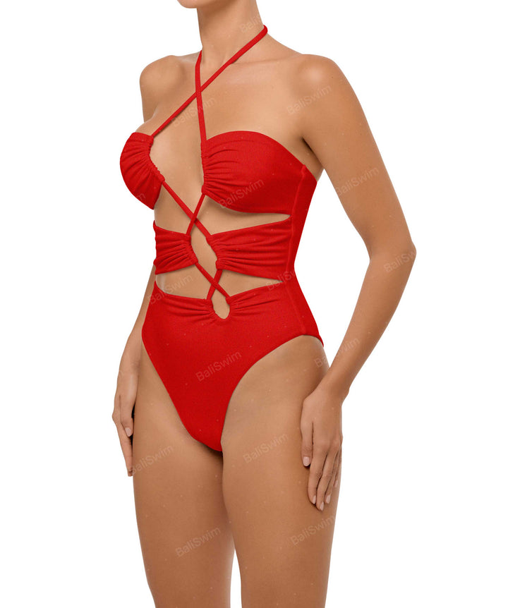 BSWS-S59 Asymmetric Cutout Halter One Piece