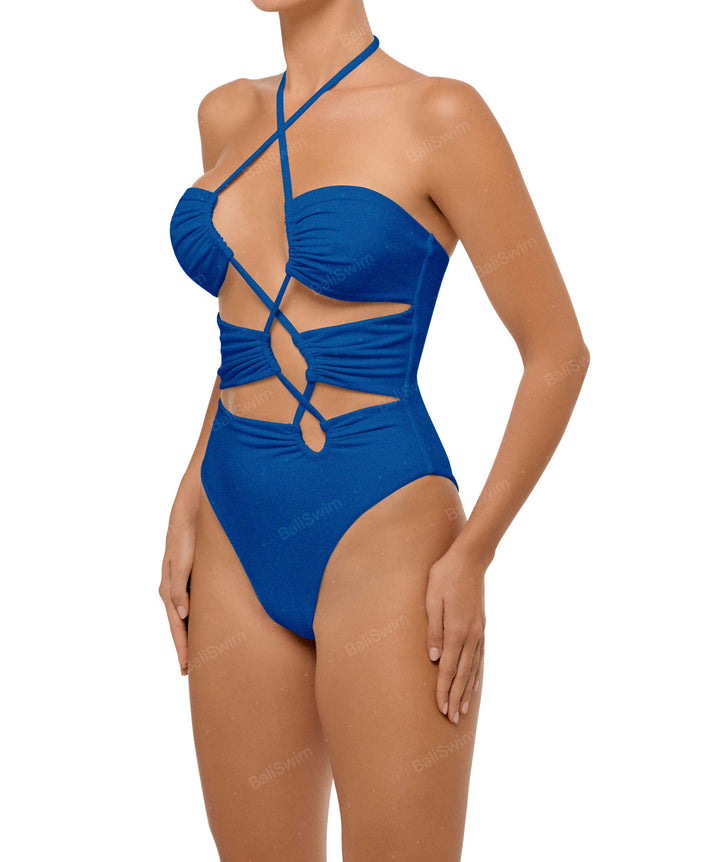 BSWS-S59 Asymmetric Cutout Halter One Piece