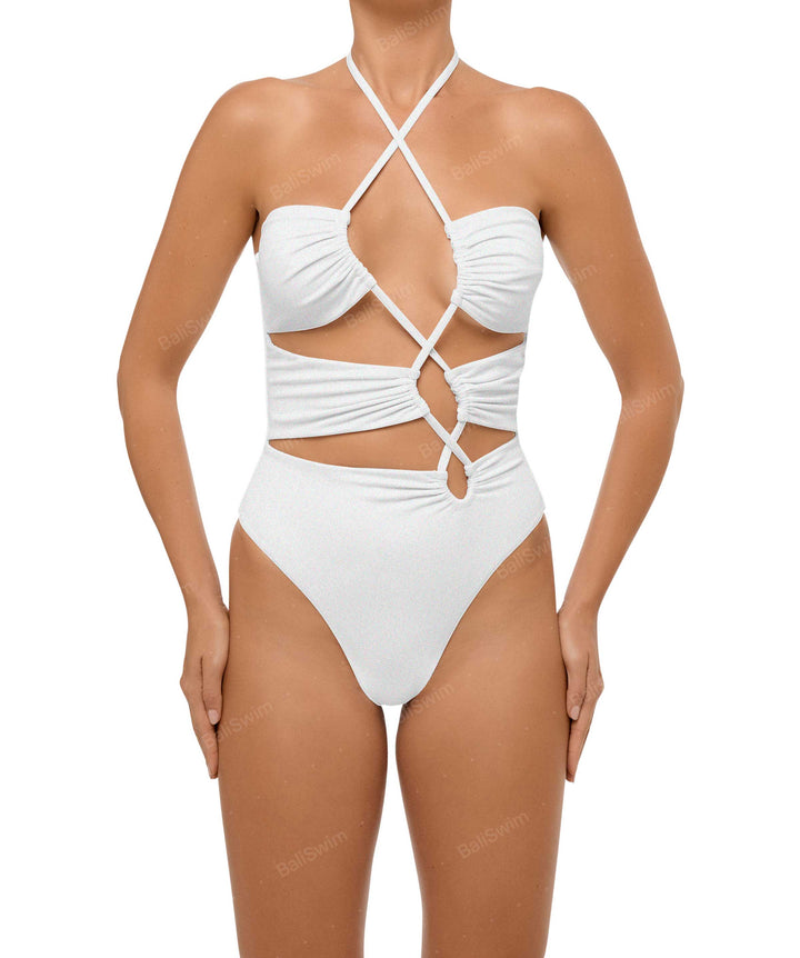 BSWS-S59 Asymmetric Cutout Halter One Piece