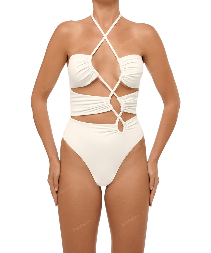 BSWS-S59 Asymmetric Cutout Halter One Piece