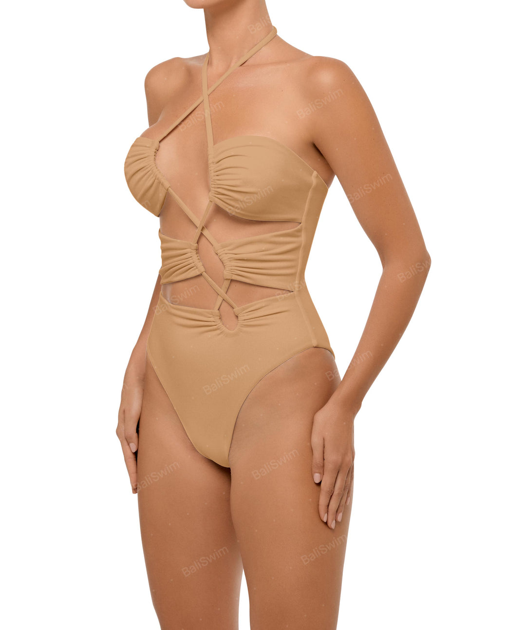 BSWS-S59 Asymmetric Cutout Halter One Piece
