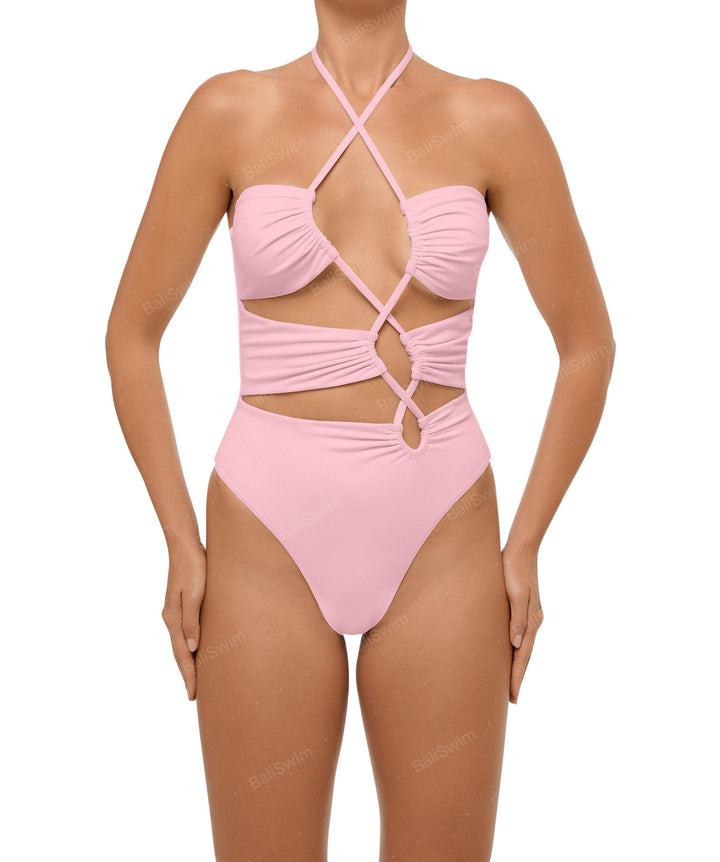 BSWS-S59 Asymmetric Cutout Halter One Piece