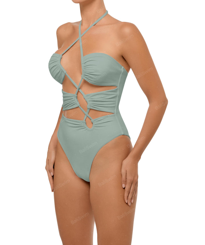 BSWS-S59 Asymmetric Cutout Halter One Piece