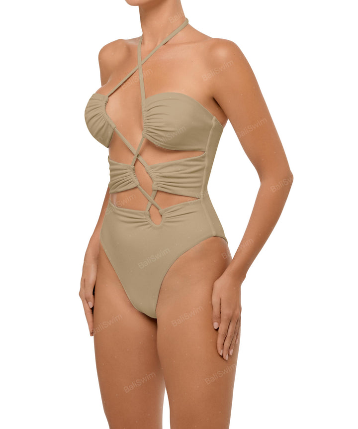 BSWS-S59 Asymmetric Cutout Halter One Piece
