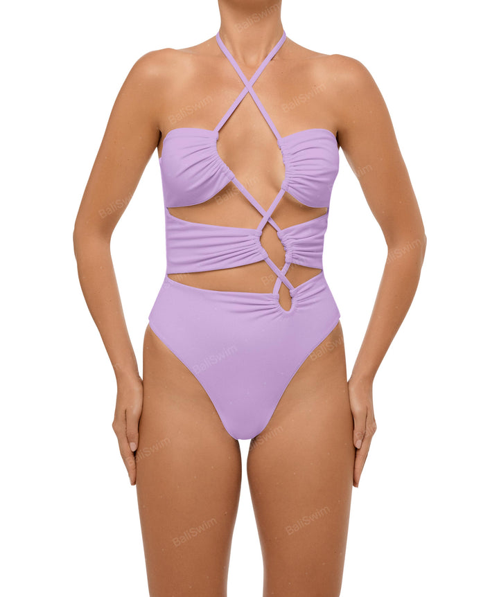 BSWS-S59 Asymmetric Cutout Halter One Piece