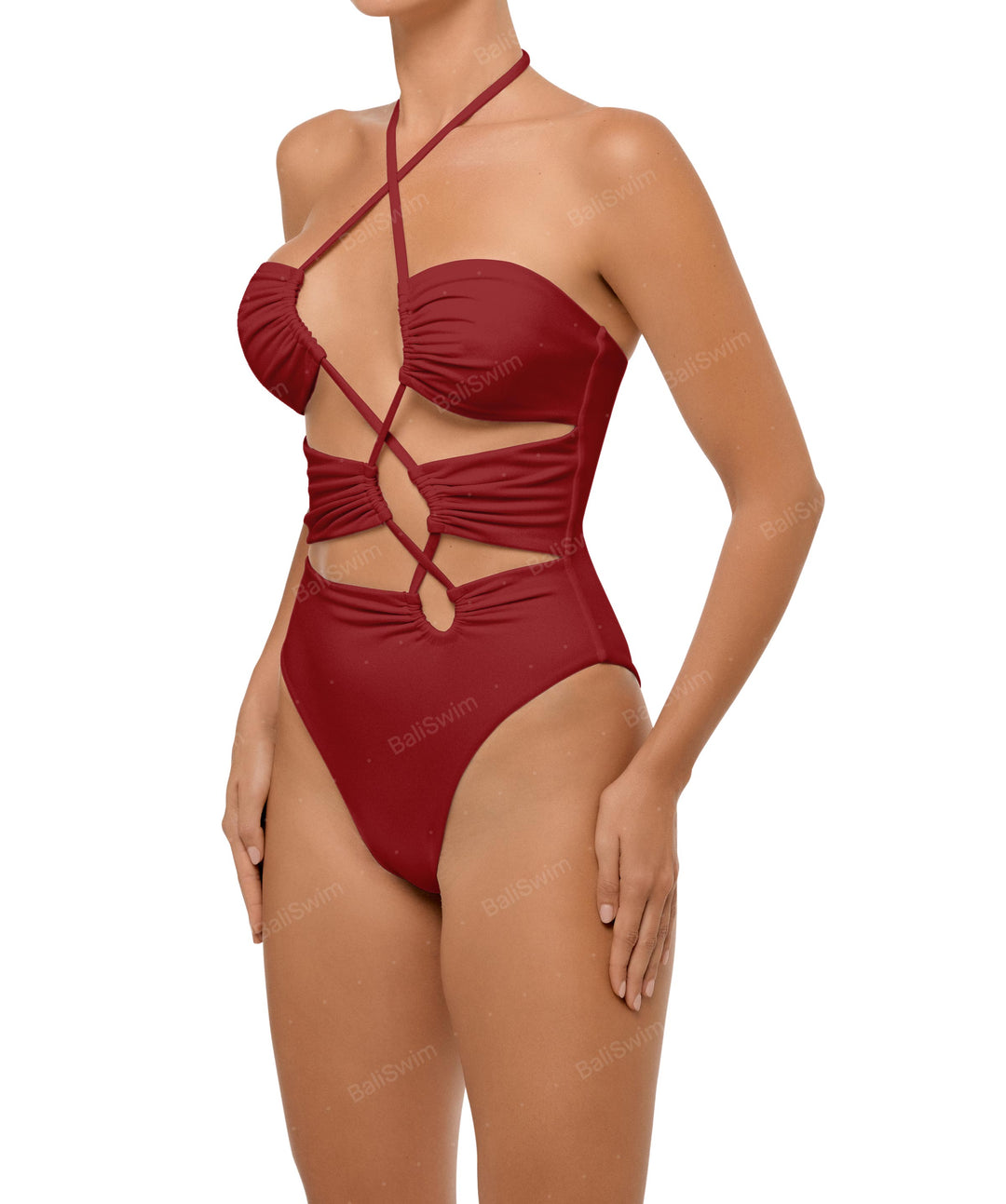 BSWS-S59 Asymmetric Cutout Halter One Piece
