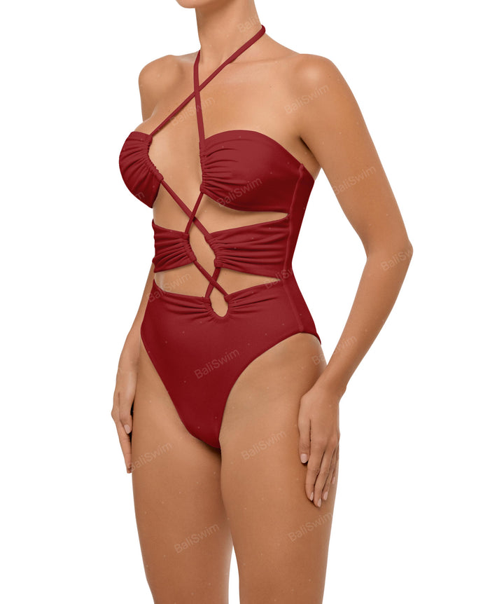 BSWS-S59 Asymmetric Cutout Halter One Piece