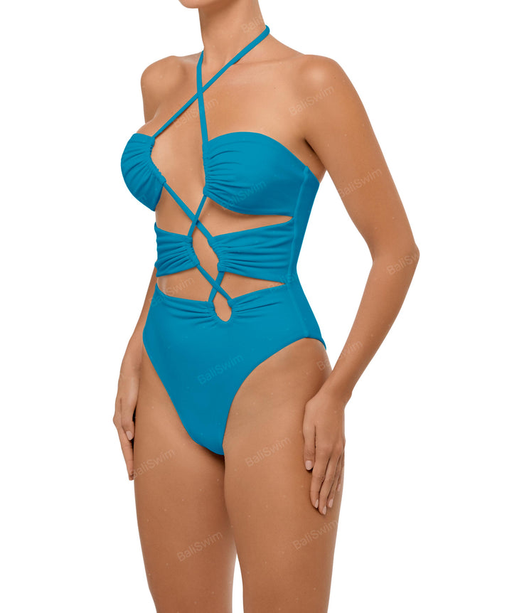 BSWS-S59 Asymmetric Cutout Halter One Piece