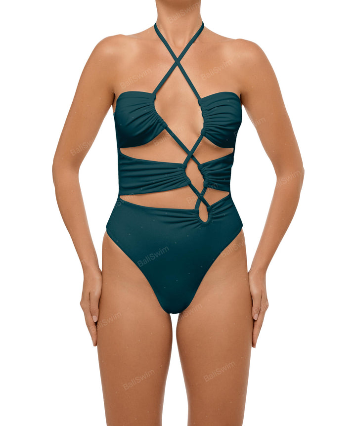 BSWS-S59 Asymmetric Cutout Halter One Piece
