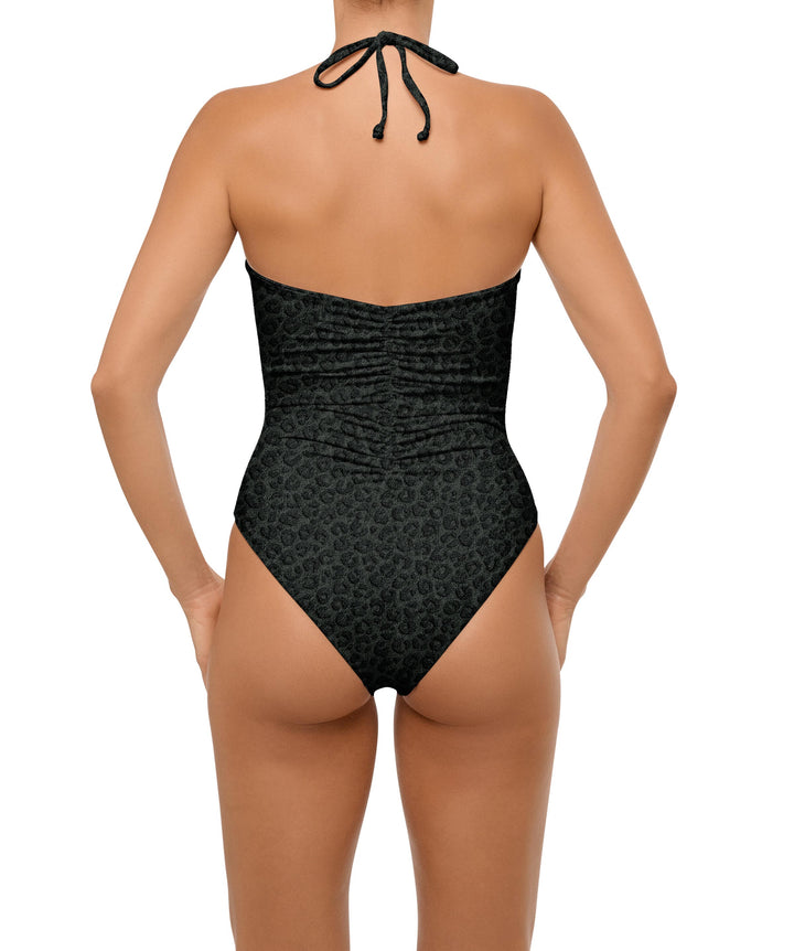 BSWS-S60 Plunge Neck Ruched Front One Piece
