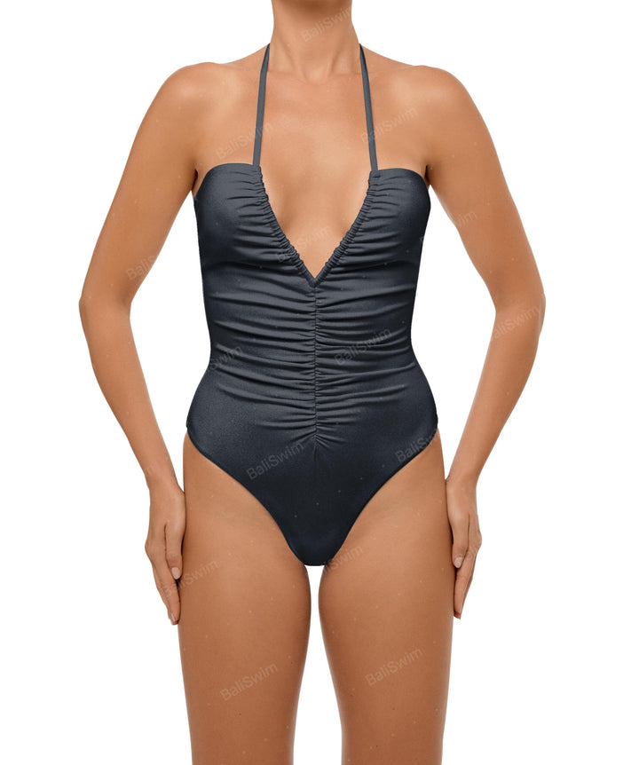 BSWS-S60 Ruched Halter One Piece